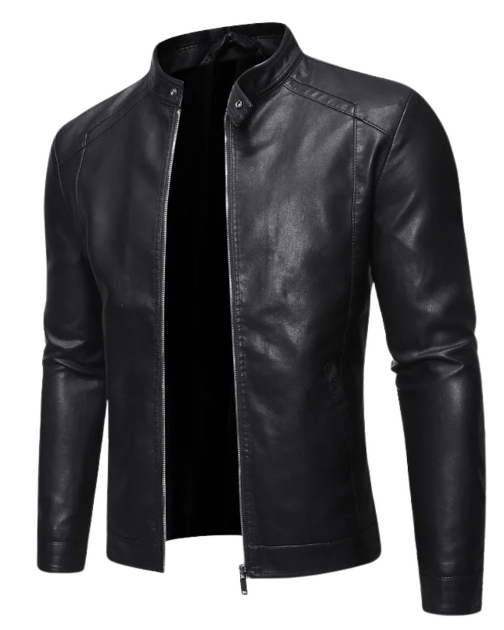 Daamian - Leather Jacket With Stand-Up Collar