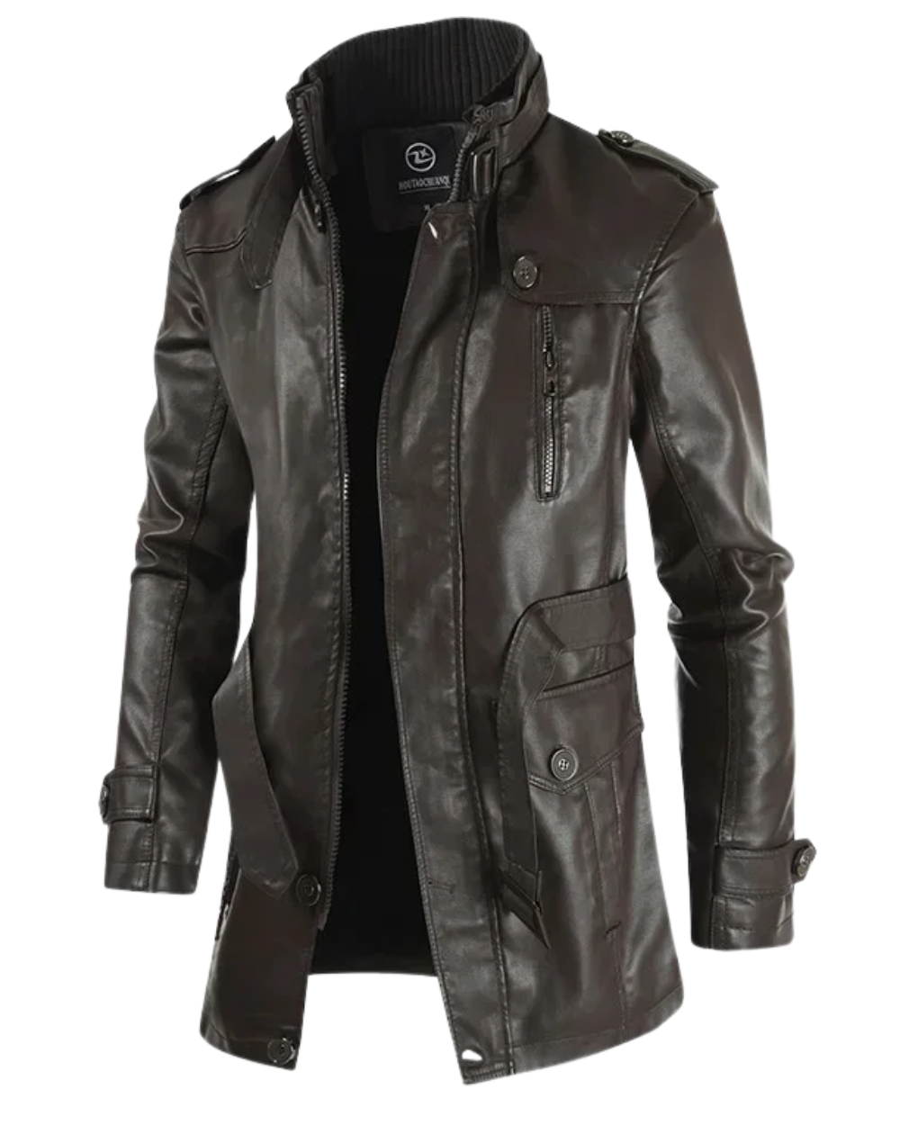 Krystain - Elegant Long Leather Biker Jacket