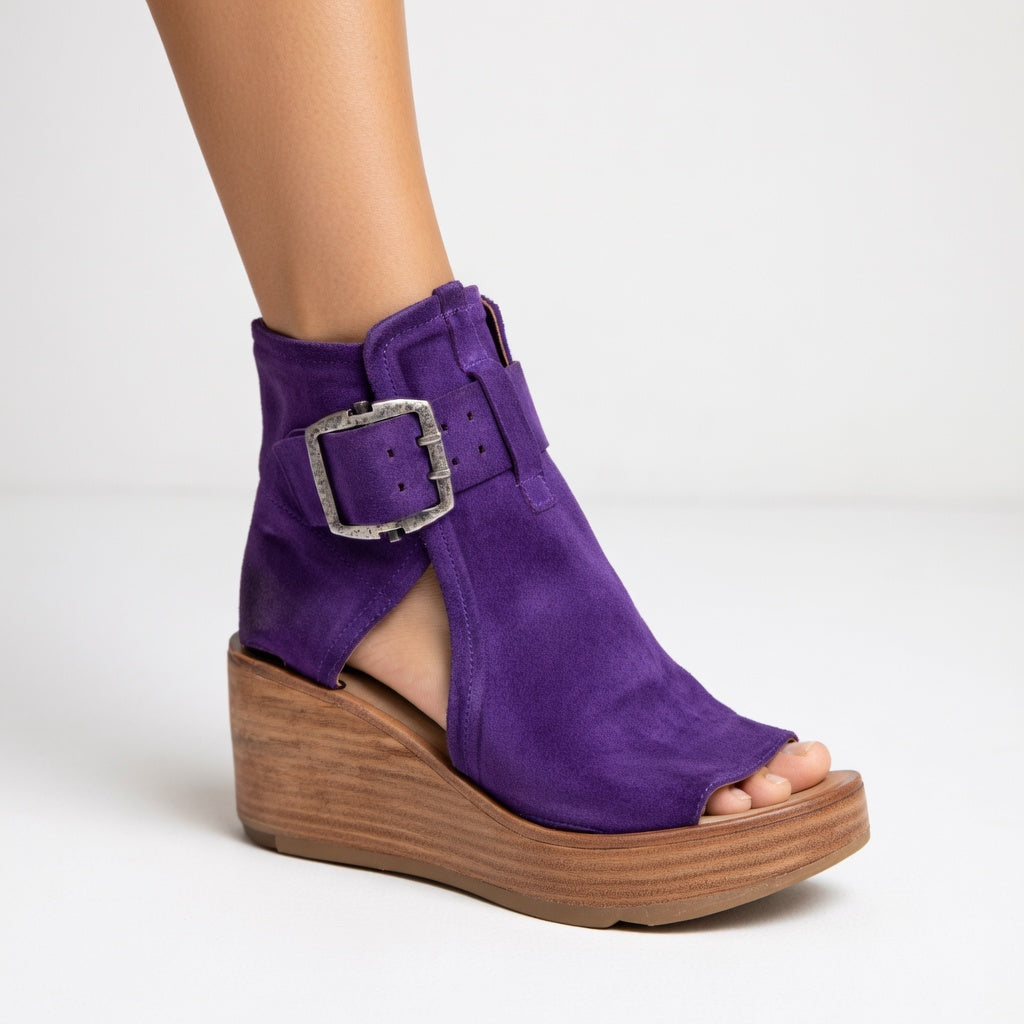 Runske - Wedge Sandals With Ankle Strap Buckle
