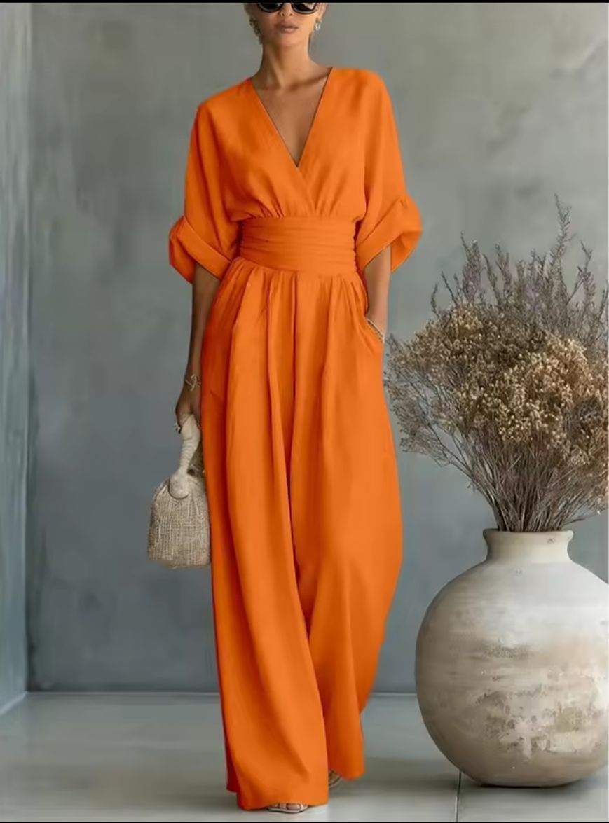 Aurore - Comfortable Jumpsuit WIth V-Neck