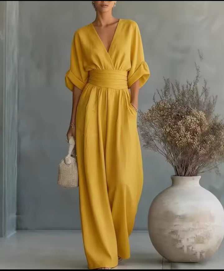 Aurore - Comfortable Jumpsuit WIth V-Neck