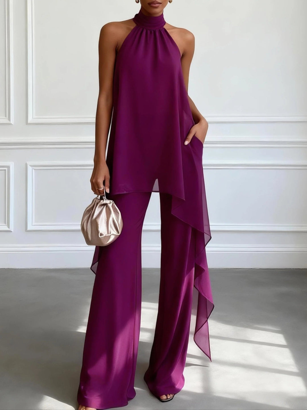 Victtoria - Elegant Halter Top With Pants