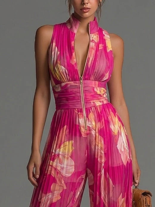 Kleira - Sleeveless Pleated Jumpsuit