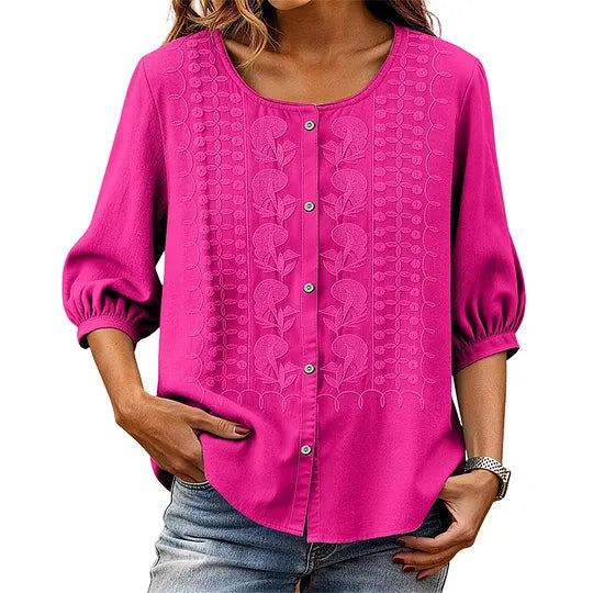 Andreza - Cotton Blouse With Button