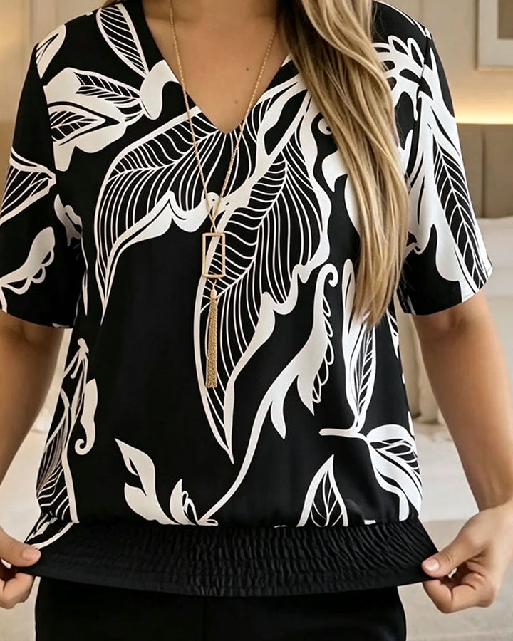 Isheba - Elegant Short Sleeve Blouse