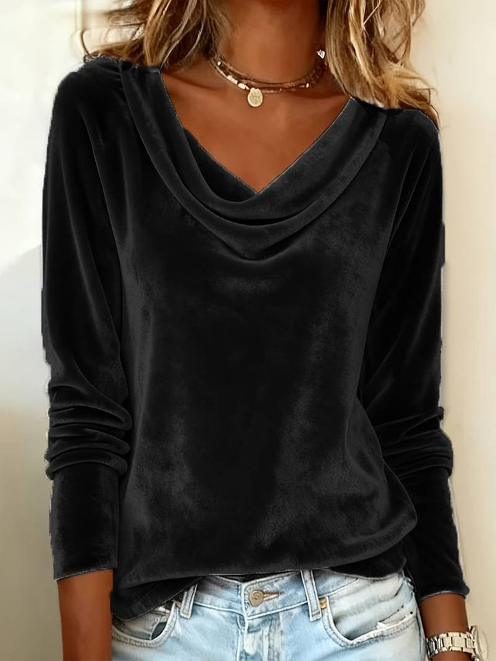 Ghania - Casual Long Sleeve V-Neck T-Shirt