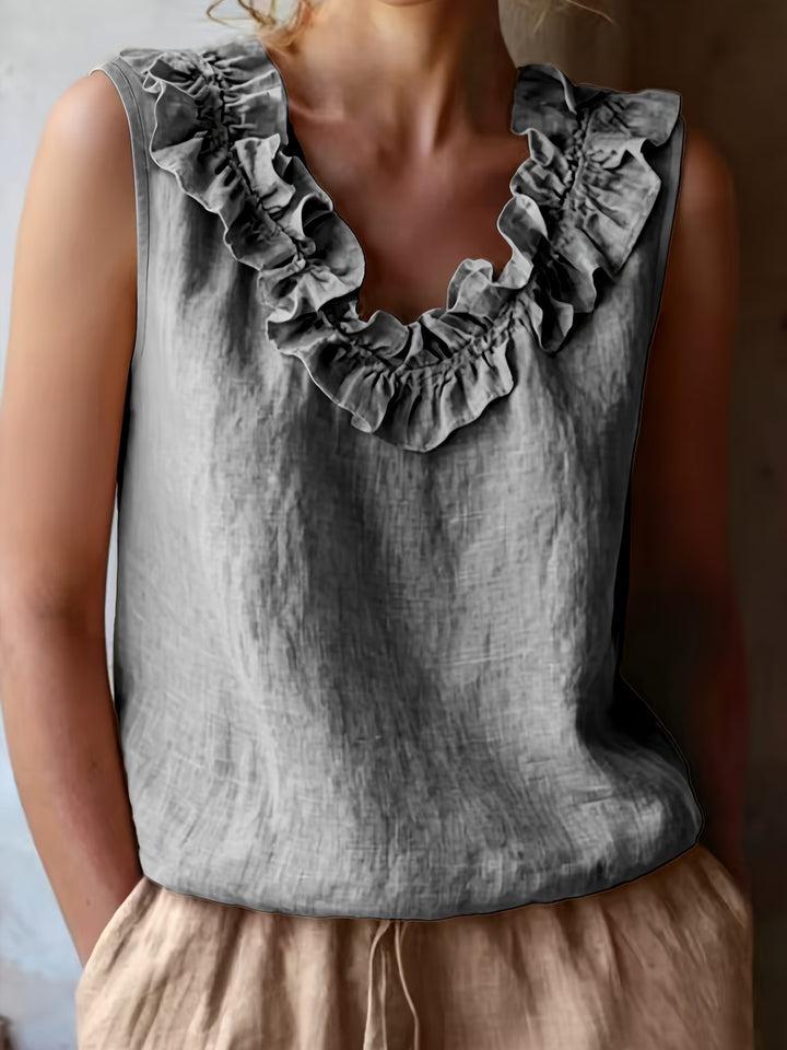 Safiya - Sleeveless Ruffle Neck Blouse