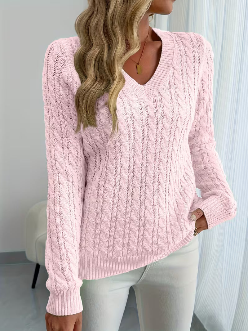 Lenea - Cable Knit Long Sleeve Sweater