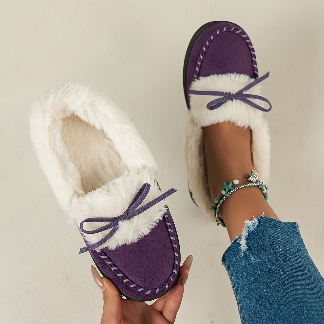Avelena - Cozy Plush Slipper With Bow