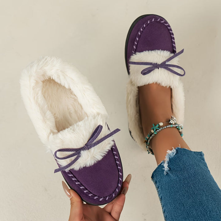 Avelena - Cozy Plush Slipper With Bow