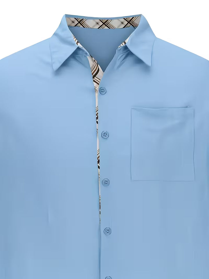 Kolby - Patchwork Plaid Shirt With Pocket