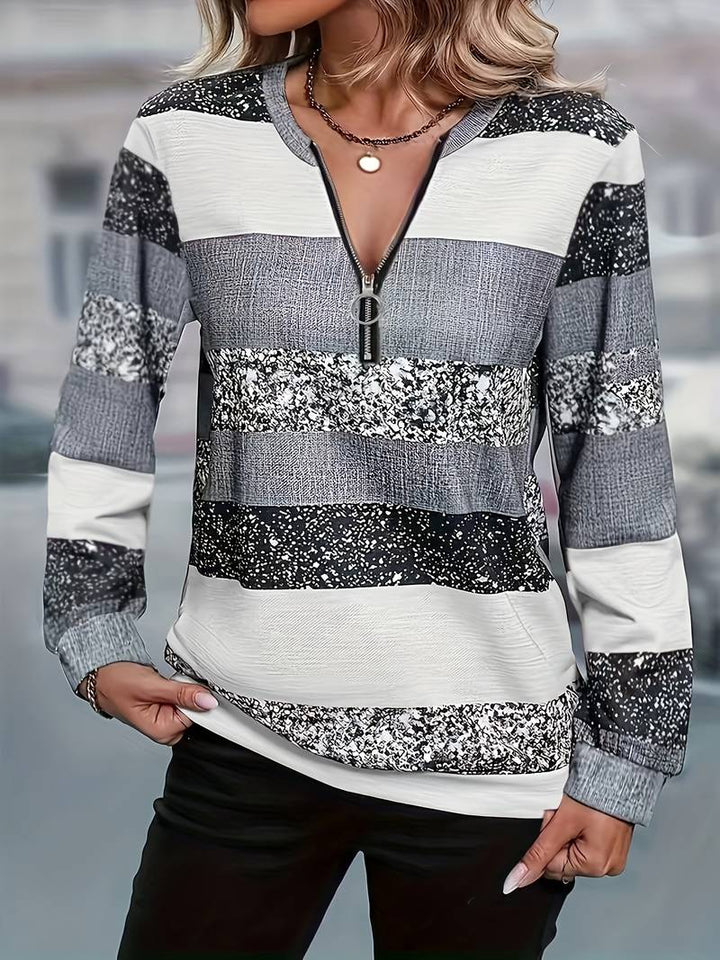 Avital - Casual Striped Sweater With Zipper