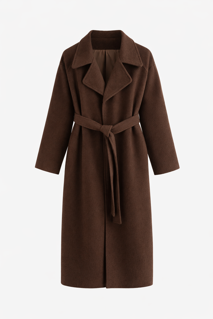Shulamit - Elegant Long Sleeve Overcoat With Belt