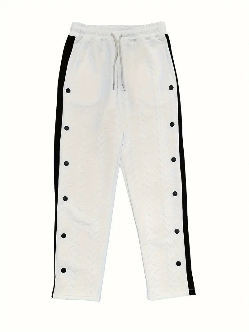 Jonass - Knitted Wide-Leg Trousers with Side Buttons