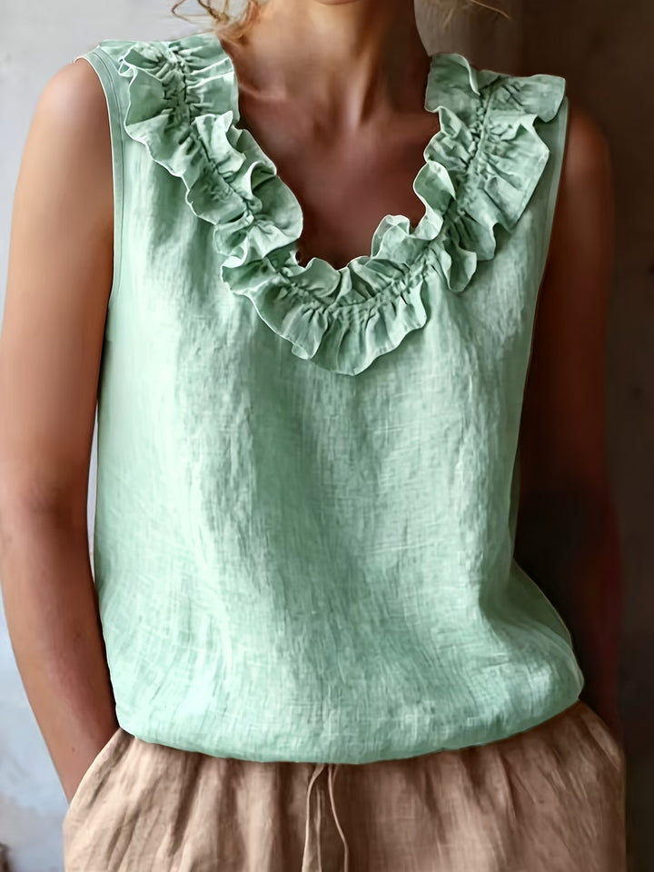 Safiya - Sleeveless Ruffle Neck Blouse