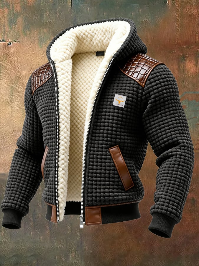 Giovanni - Checkered Leather Jacket With Hood