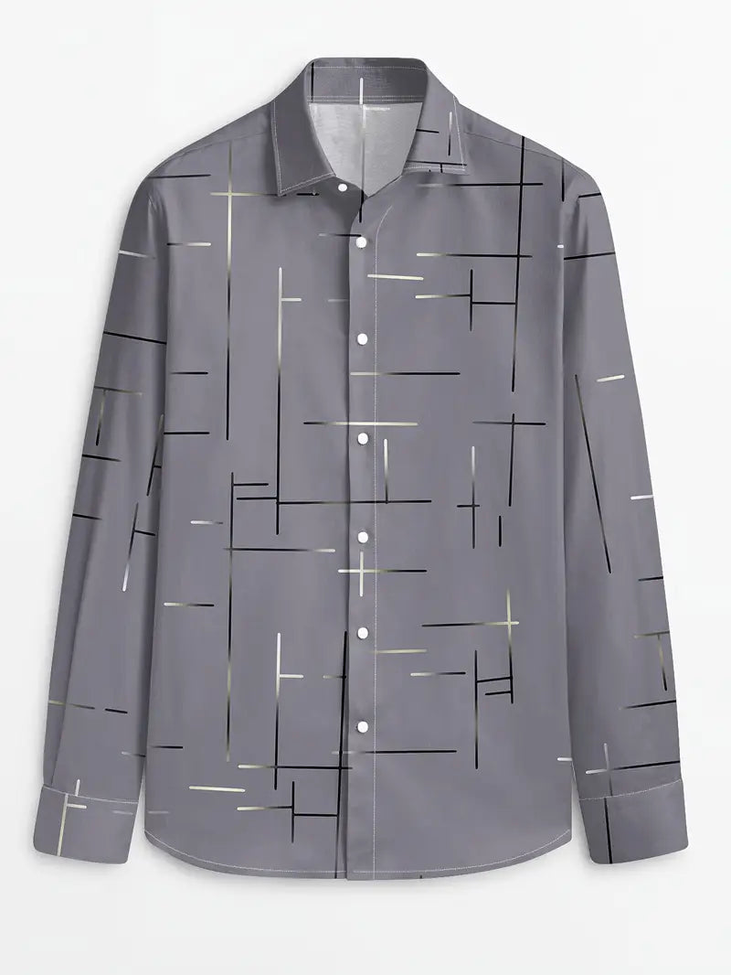 Nerio - Geometric Print Long Sleeve Shirt