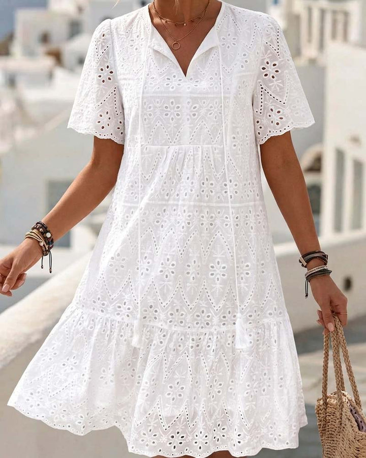 Aphinya - Openwork Dress with Short Sleeves