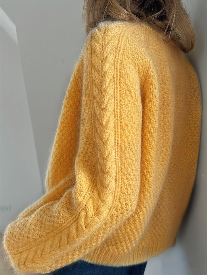 Dwina -  Cable Knitted Cardigan With Button