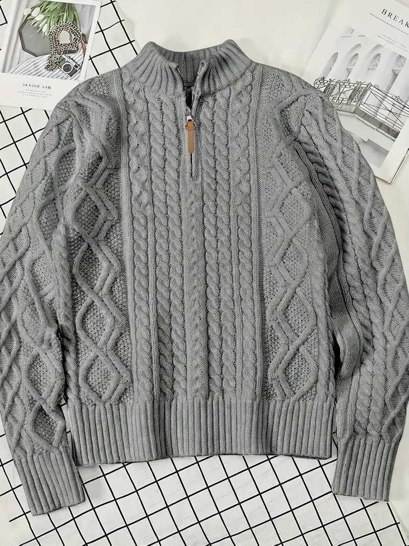 Rabada - Half-Zip Knitted Sweater With Stand-Up Collar