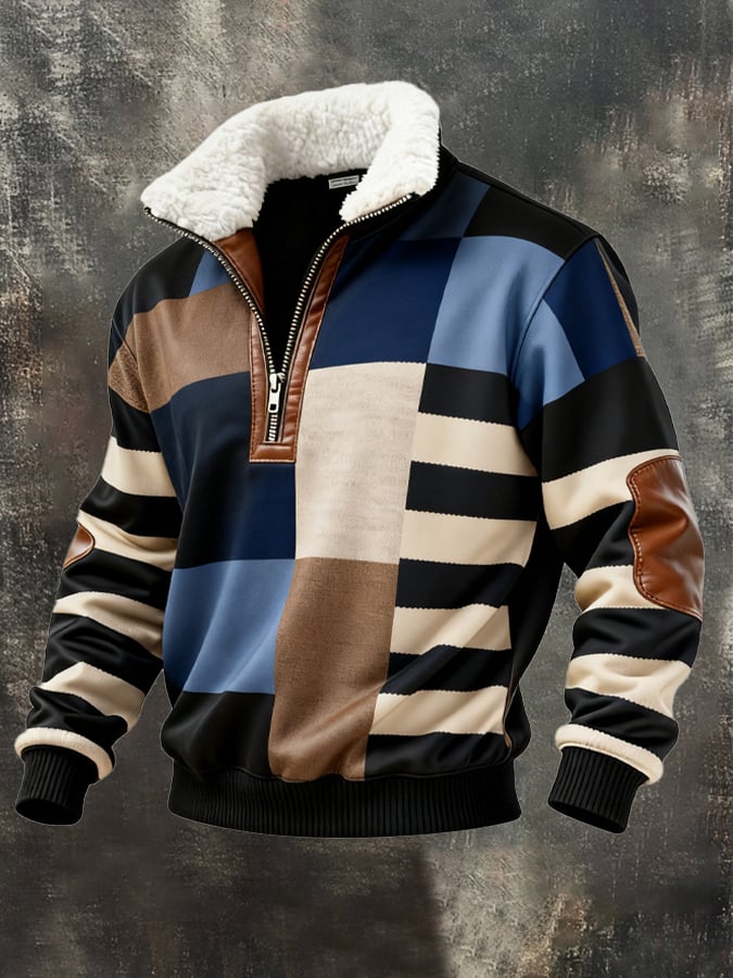 Stoinis - Casual Long Sleeve Color Block Print Sweatshirt