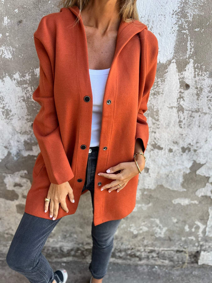 Isolde - Button Front Cardigan with Hood