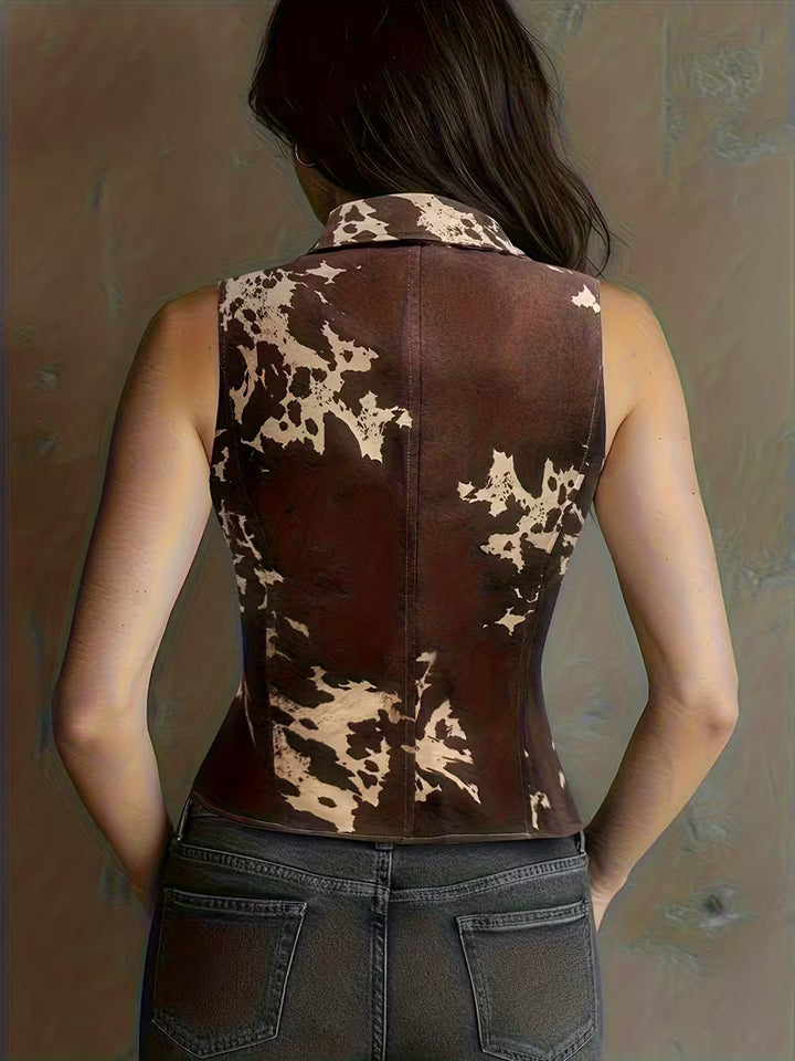 Laong  - Turn-Collar Suede Single-Breasted Slim Vest