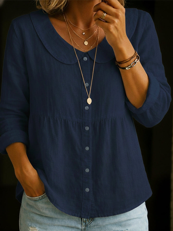 Neveni - Long Sleeve Blouse With Button