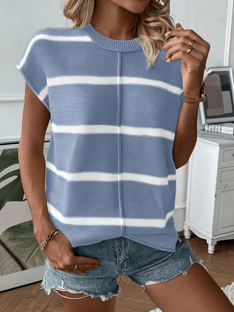 Enila - Round Neck Knitted Striped Sweater
