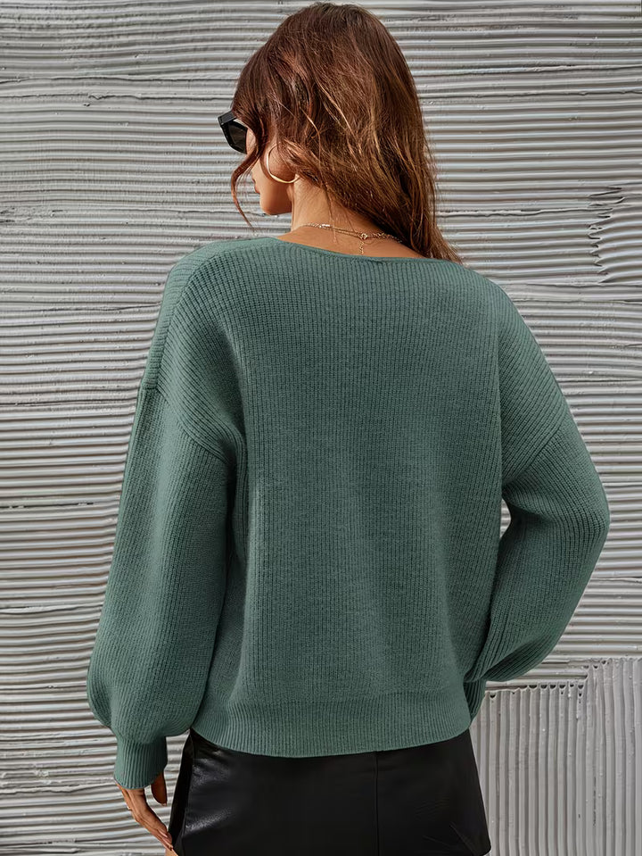 Irmelin - V-Neck Drop Shoulder Sweater
