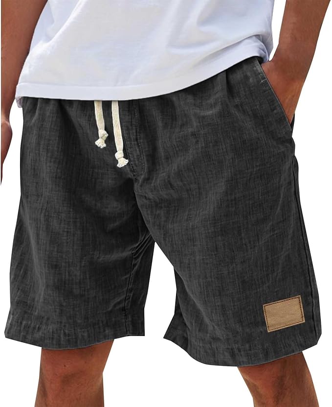 Alonz - Elastic Waist Linen Shorts
