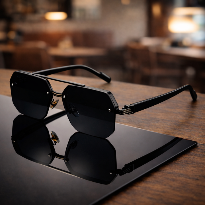 NoirEdge - Classic Half Frame Sunglasses