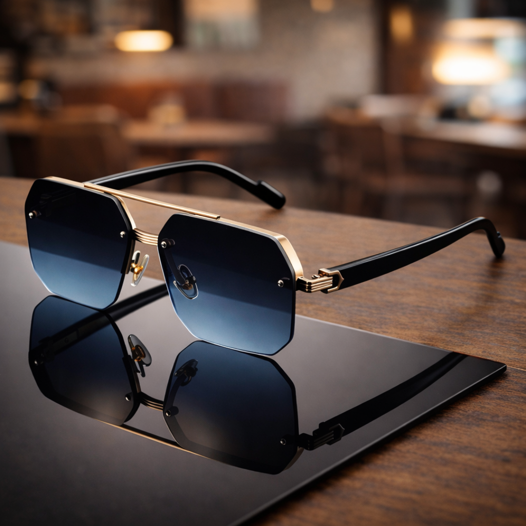 NoirEdge - Classic Half Frame Sunglasses