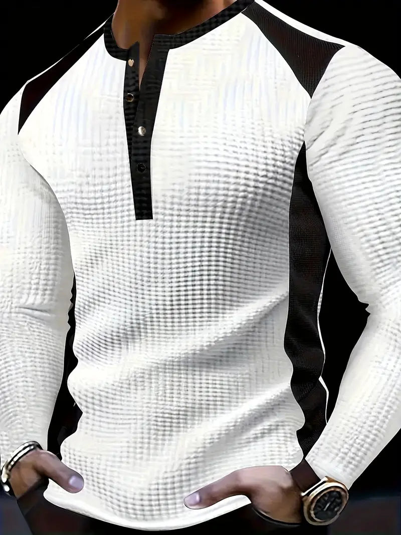 Kyran - Waffle Long Sleeve Henley Shirt