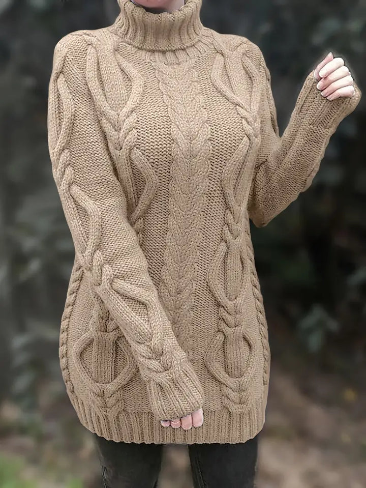 Narda - Chunky Cable Knitted Turtleneck Dress