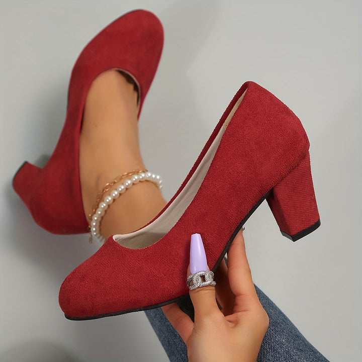 Kirstten - Suede Block Heel Pumps