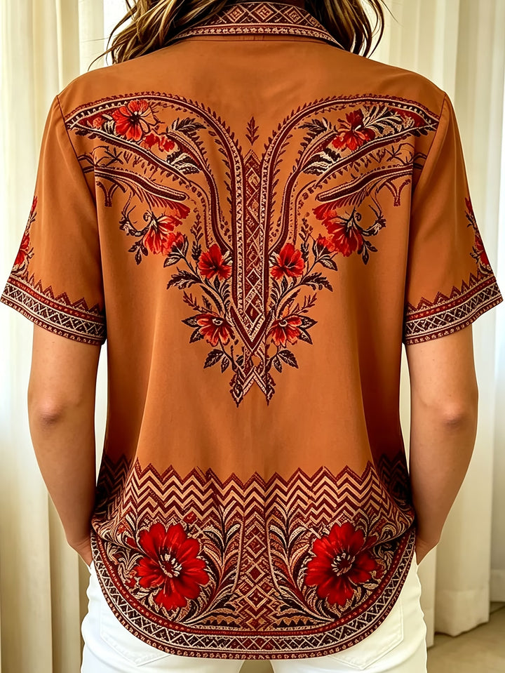 Marcelena - Casual Button Up Short Sleeve Shirt