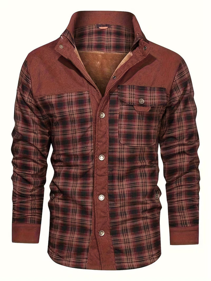 Fayeetta - Plush Lined Lapel Plaid Jacket