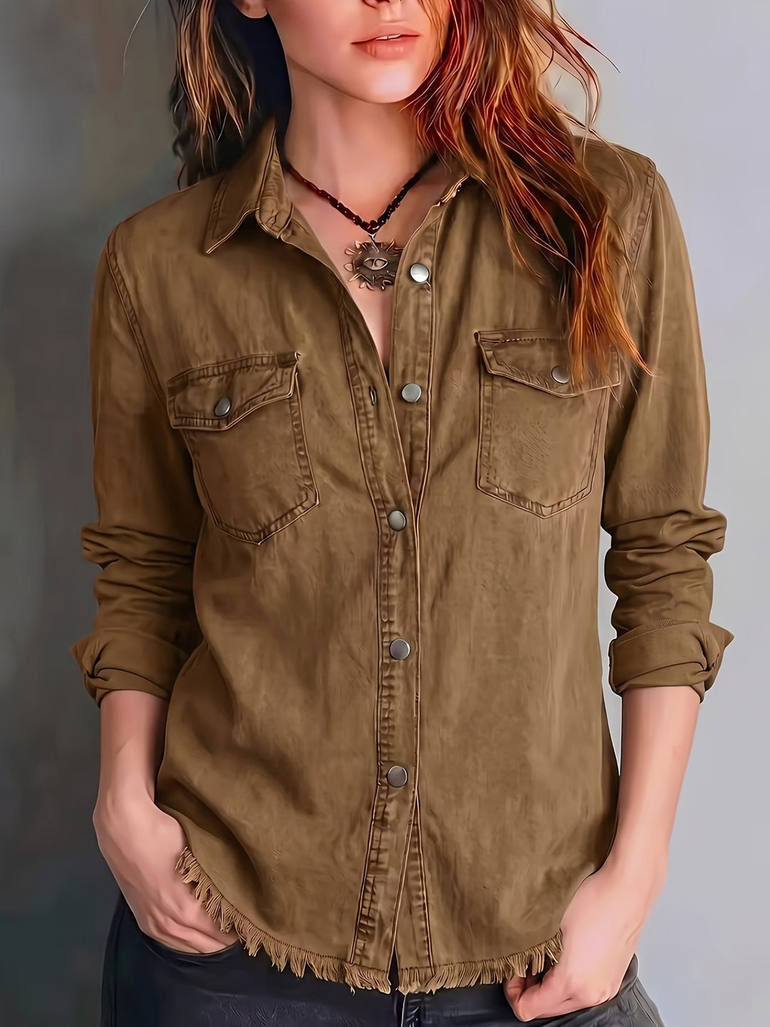 Blazka - Stylish Button Front Shirt With Pocket