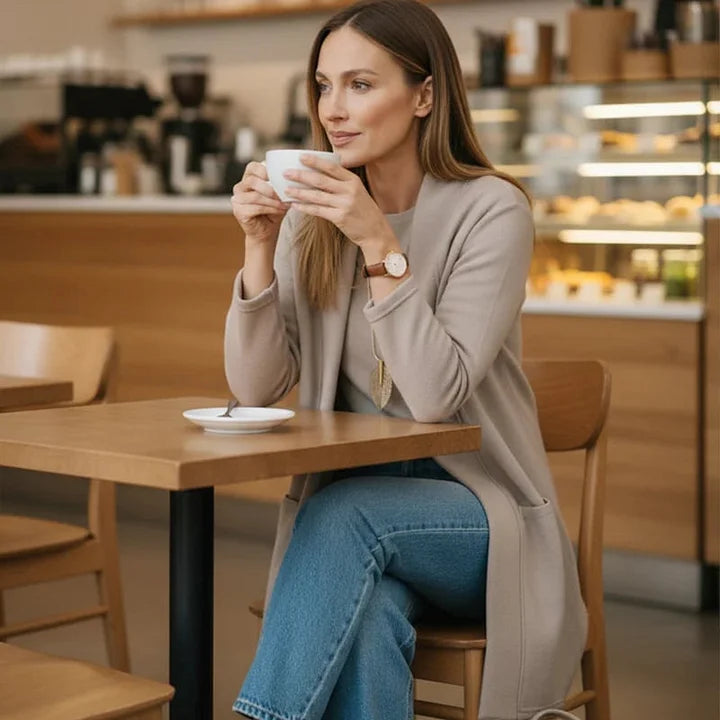 Zivara - Elegant 3-Piece Set With Long Cardigan, Top And Pant
