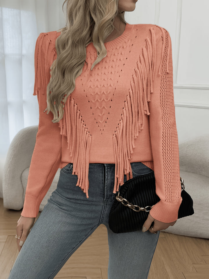 Thindra - Fringed Sweater With Long Sleeve