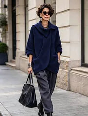 Clarena - Oversized Jacket With Asymmetric Collar and Pockets