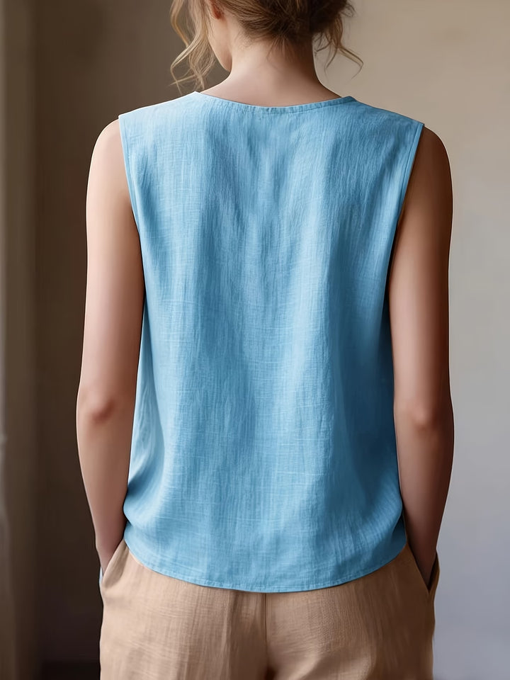 Safiya - Sleeveless Ruffle Neck Blouse