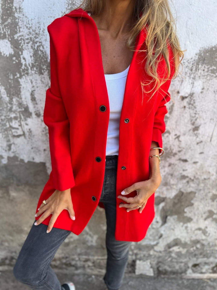 Isolde - Button Front Cardigan with Hood