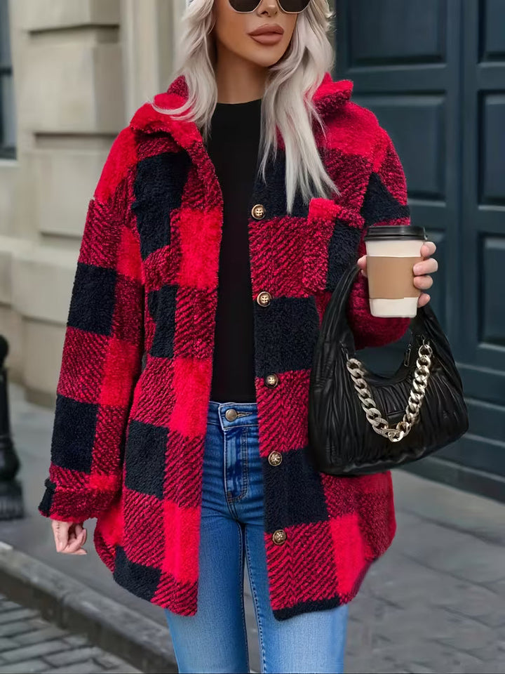 Amelena - Cross-Border Plaid Plush Jacket
