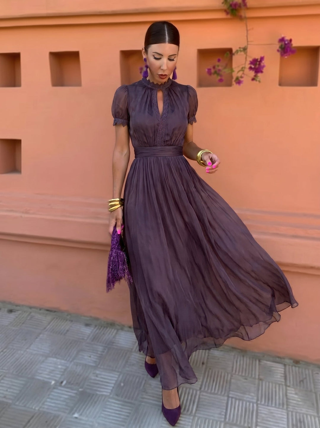 Eshley - Vintage Chiffon Maxi Dress