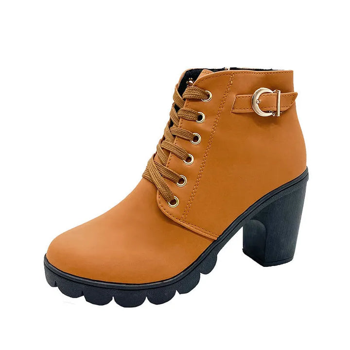 Dahliauta - Lace-Up Ankle Boots with Block Heels