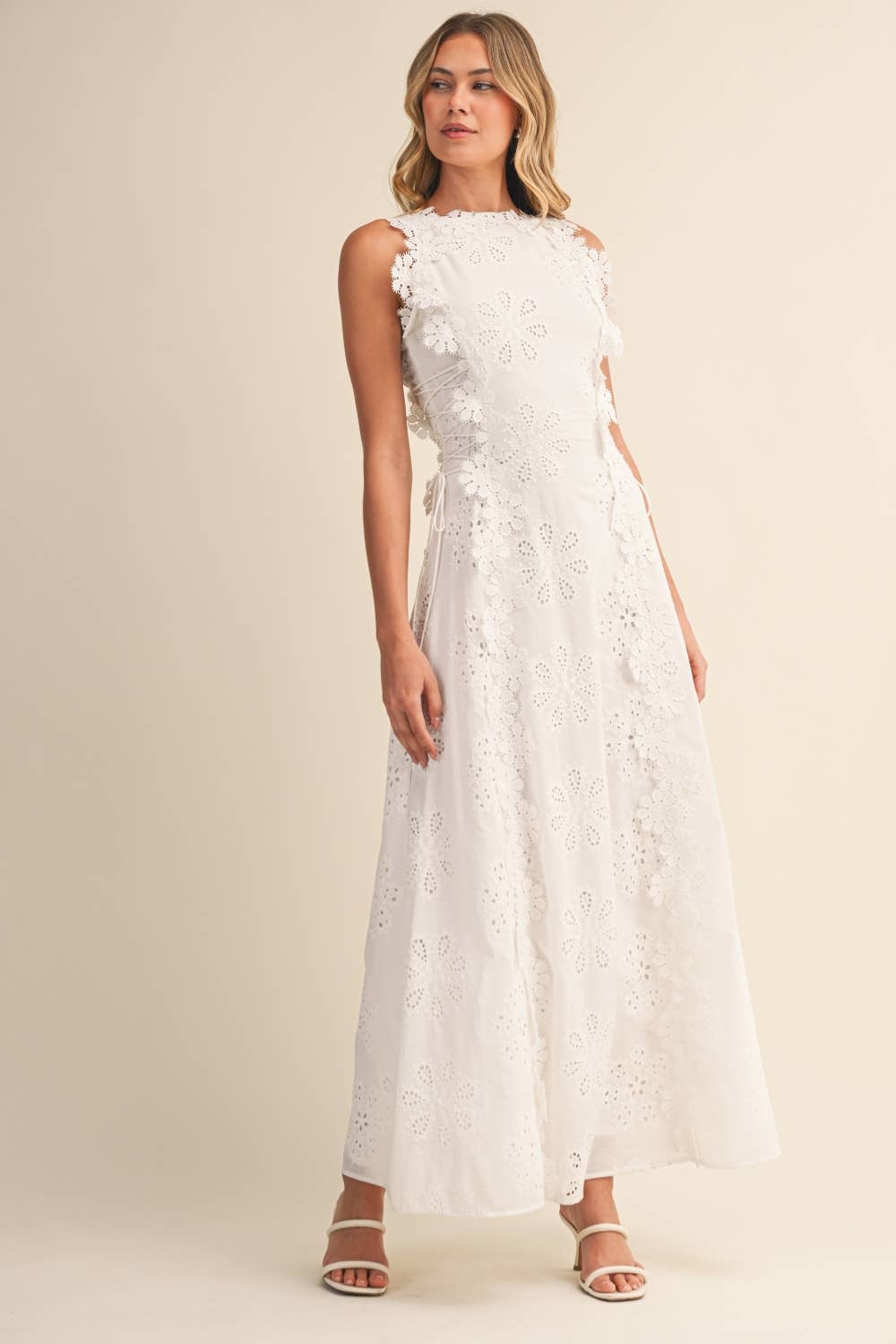 Azalia - Sleeveless Embroidered Floral Maxi Dress