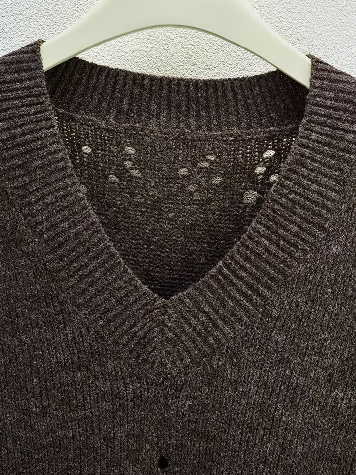 Bimashi - Long Sleeve Loose Sweater With V-Neck