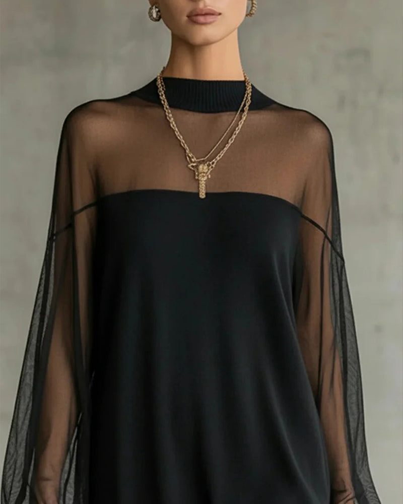 Yenaya - Lantern Sleeve Knit Mini Dress